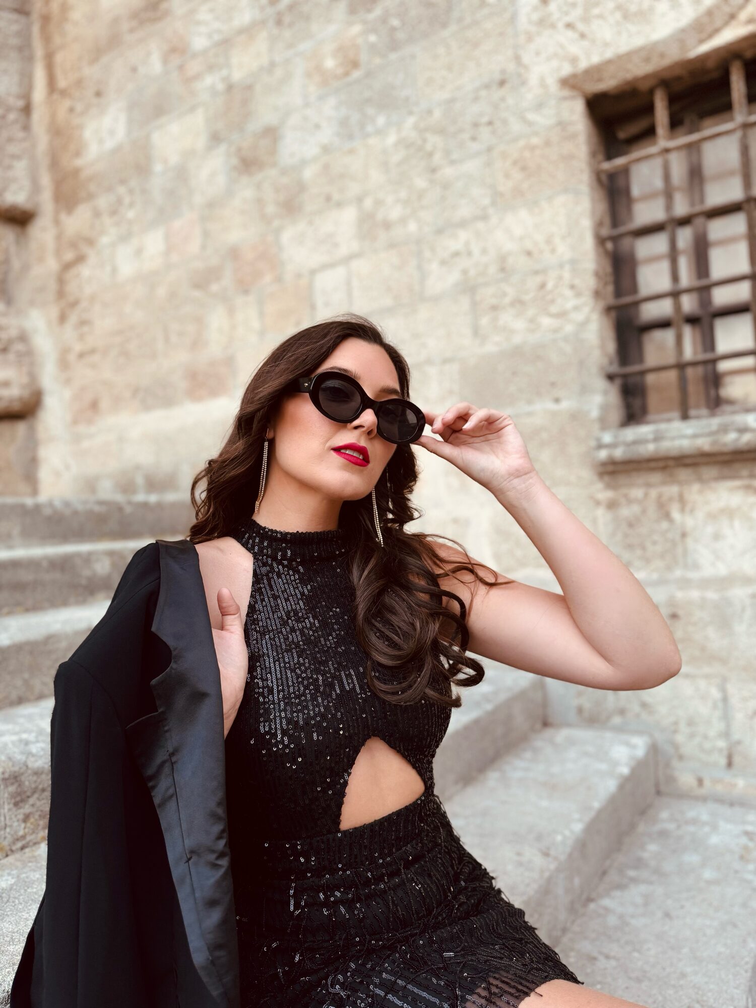 Lana Domeney in black sequins