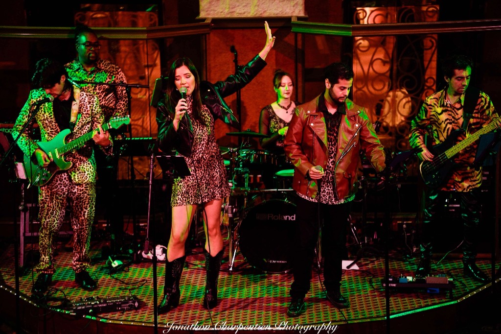 Lana Domeney - Sydney party band live performance in leopard print
